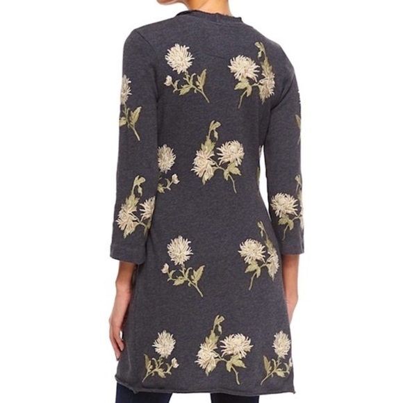 Johnny Was Margarit Wrap Embroidered Cardigan Kimono Gray Womens L Boho Folk - Picture 2 of 13